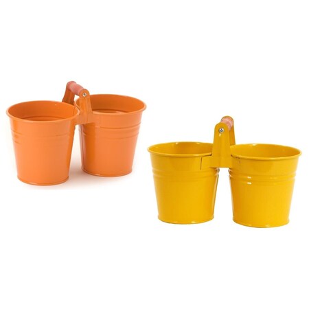 Next2Nature 8122E SAFF-TA S-2 Enameled Galvanized Double Planter, 2PK NE2431761